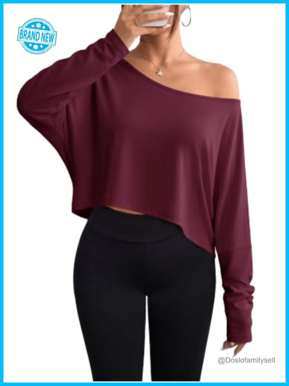 Off the Shoulder Oversized Batwing Sleeve Crop Top Y2K Fall Going Out Tee